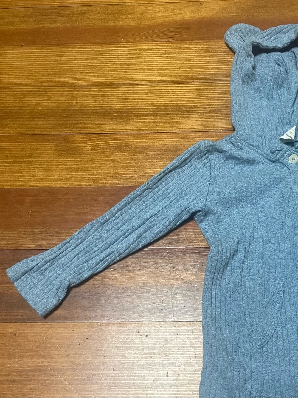 kate quinn Light Blue Ribbed Hooded Footie with Bear Ears Size 18-24 Months
